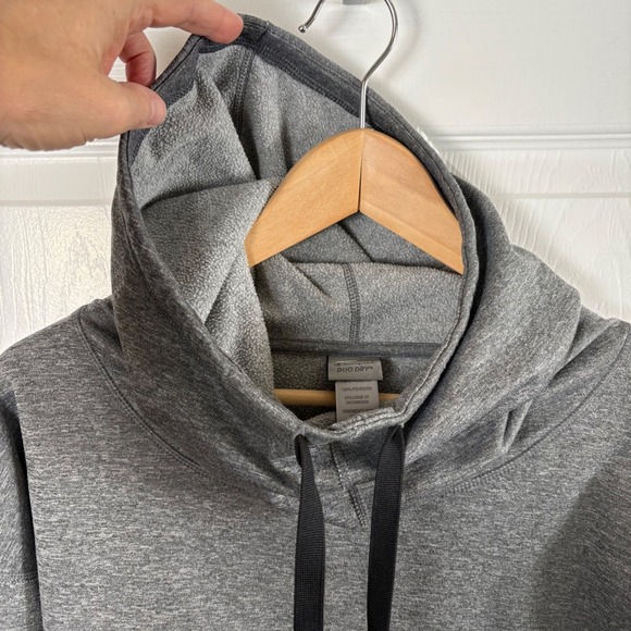 Champion Duo Dry Gray Cropped‎ Hoodie Women's M Funnel Neck Athleisure Sporty - Picture 4 of 9